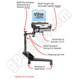 RAM Mount Chevrolet GMC Dual Arm Laptop Vehicle Deluxe Seat Mount
