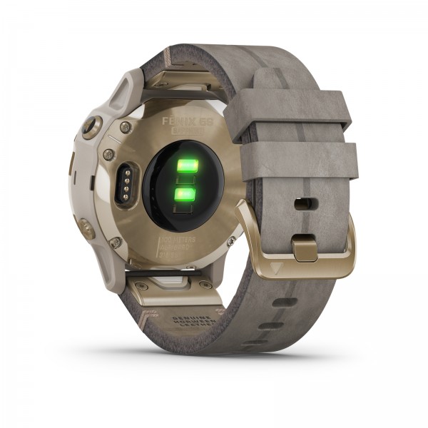Garmin fenix 6s Sapphire Light Gold-tone with Shale Gray Leather Band