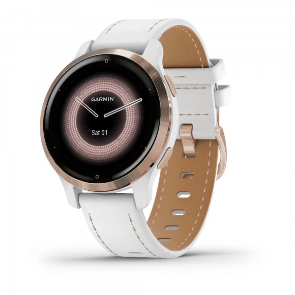 Garmin Venu 2S Rose Gold with White Case and Leather Band Garmin Venu 2S Rose Gold with White Case and Leather Band