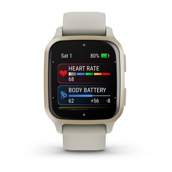 Garmin Venu Sq 2 Music Cream Gold Aluminum Bezel with French