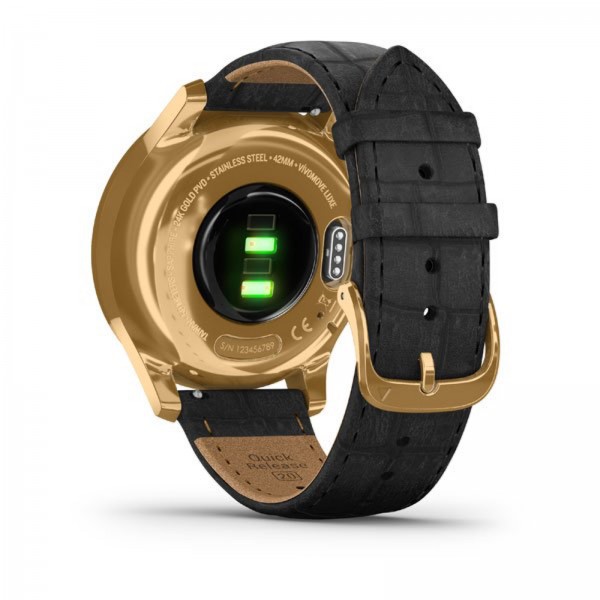Garmin vivomove Luxe 24K Gold with Black Embossed Italian Leather Band