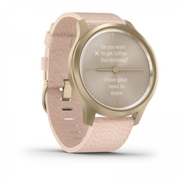 Garmin vivomove Style Light Gold with Blush Pink Woven Nylon Band