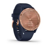 Garmin vivomove 3s Rose Gold with Navy Silicone Band